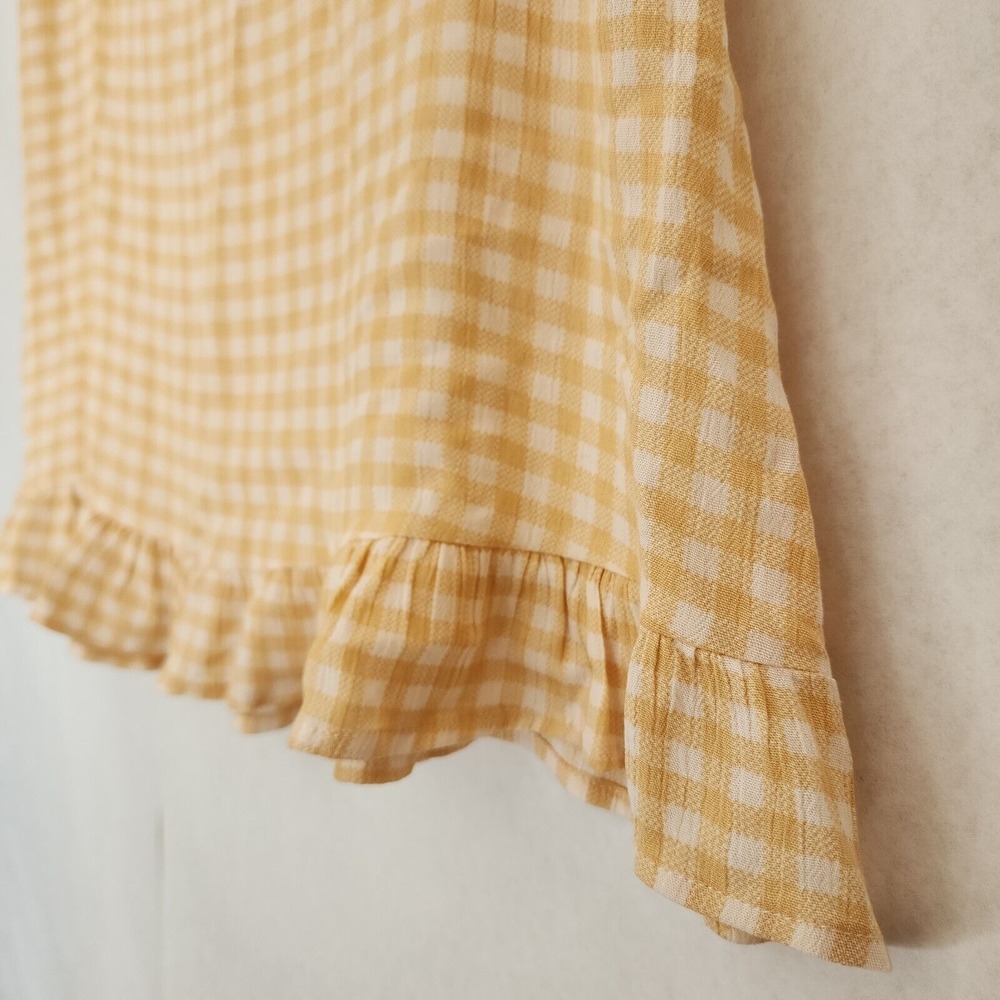 Yellow Gingham Ruffled Mini Skirt by Aubrey Size L Cottagecore Spring Preppy - Picture 7 of 11